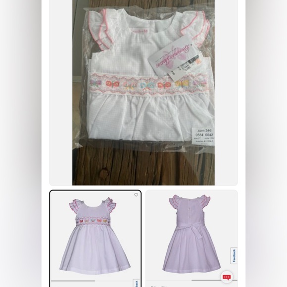 Baby Girls Smocked Flutter Sleeved Woven Check Dress - Picture 1 of 2